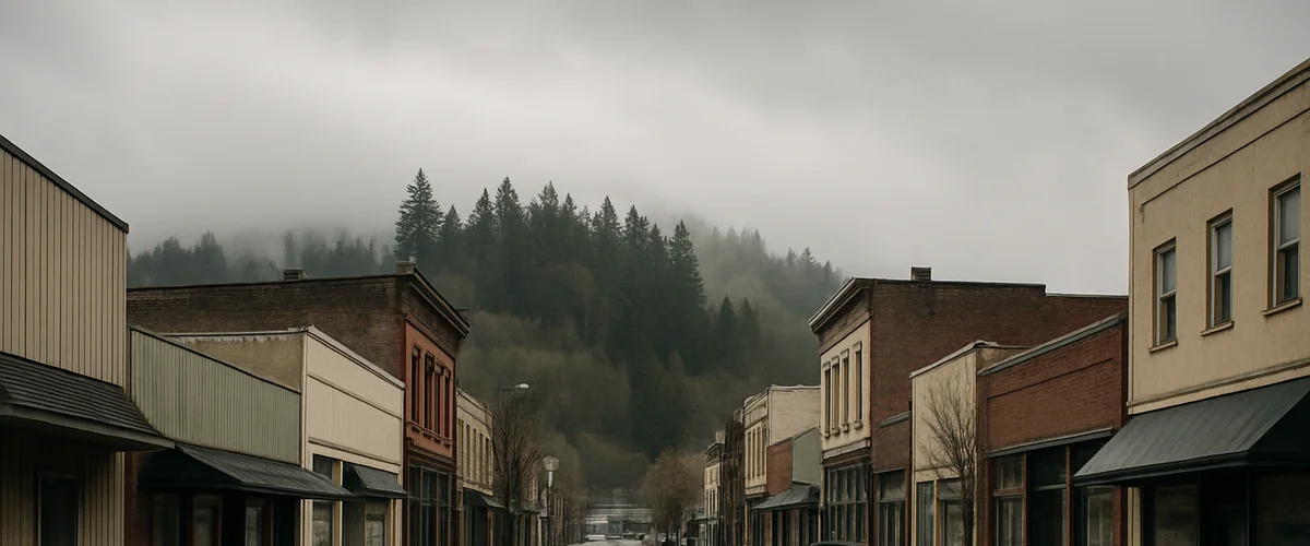 Small town street in Kelso, WA near the Cowlitz River